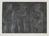 Henry Moore, Three cloaked figures II, 1974, Lithograph in colours