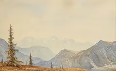 Landschaft mit Alpenpanorama by Franz Lenk, 1940, Watercolour, sold Mar 2007