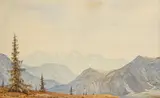 Franz Lenk, Landschaft mit Alpenpanorama, 1940, Watercolour