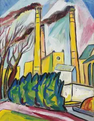 Annemarie Jacob, Fabriklandschaft, 1920, Gouache