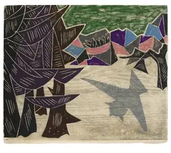 Rolf Muller, Helle Winternacht, 1950, Monotype in colours