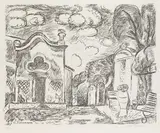 Hans Purrmann, Kapelle und Brunnen in Levanto, 1965, Lithograph