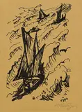 Max Pechstein, Kurenkähne in schwerer See, 1948, Lithograph