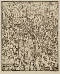 Max Pretzfelder, Kurfürstendamm, 1950, Etching