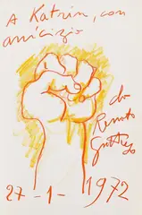 Renato Guttuso, Erhobene Faust, 1972, Oil crayon