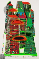 Friedensreich Hundertwasser, Good Morning City, Farbserigrafie und Metallprägedruck auf Fabriano (Trockenstempel)