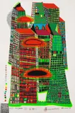 Good Morning City by Friedensreich Hundertwasser, Farbserigrafie und Metallprägedruck auf Fabriano (Trockenstempel), sold Mar 2007