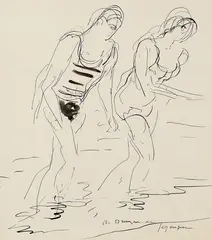 Zwei Badende by André Dunoyer de Segonzac, 1910, India ink, sold Mar 2007