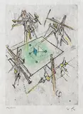 Roberto Sebastian Echaurren Matta, 4 Bll.aus: Droites Liberees, 1971, Etching in colours