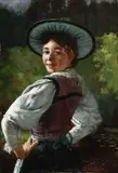 Adolf Schlabitz, Porträt einer Tirolerin, 1900, Oil on panel