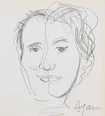 Kopfstudie by Yaacov Agam, 1970, Pencil drawing, sold Mar 2007