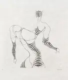 Hans Bellmer, 3 Bll.: Schlangenförmiges Rechteck. Ohne Titel. Orakel und Spektakel, 1965, Etching