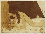 Horst Janssen, 2 Bll.: Lottchen B. Erotische Szene, 1966, Lithograph