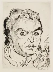 Bildnis Kasimir Edschmid by Max Beckmann, 1917, Etching, sold Feb 2007