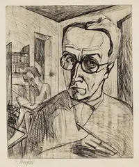 Fritz Schaefler, Selbstbildnis mit Vera, 1920, Drypoint