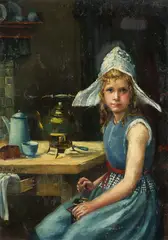 F. Maass, Mädchen mit Friesenhaube, 1911, Oil on canvas