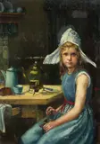 F. Maass, Mädchen mit Friesenhaube, 1911, Oil on canvas