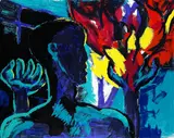 Rainer Fetting, Blauer Kopf, 1986, Silkscreen in colours