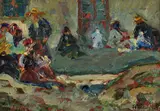 Fryderyk Pautsch, Figürliche Szene, 1907, Oil on cardboard