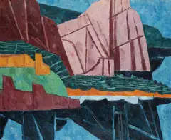 Arthur Fauser, Felsen am Meer, 1960, Oil on canvas