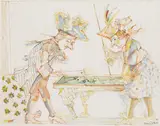 Simon Dittrich, Billardspieler, 1981, Coloured pencil drawing