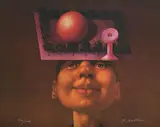 Rudolf Hausner, Drei Temperamente, 1982, Lithograph in colours