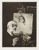 Conrad Felixmüller, Selbstbildnis an der Staffelei (Anny malend), 1974, Etching