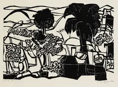 Diether Ritzert, Olevano, 1965, Linocut