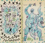 Einband für einen Katalog: Picasso. Dessins d'un demi-siècle by Pablo Picasso, 1956, Lithograph in colours, sold Feb 2007