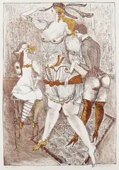 Bele Bachem, 3 Bll.: Elvira mit Beidamen. Nachtgesang der Mütter. Winterschlaf, 1970, Lithograph in colours