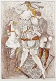 Bele Bachem, 3 Bll.: Elvira mit Beidamen. Nachtgesang der Mütter. Winterschlaf, 1970, Lithograph in colours