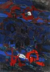 Conrad Westpfahl, Rot-Blau, Steigend, 1957, Oil on canvas