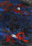 Conrad Westpfahl, Rot-Blau, Steigend, 1957, Oil on canvas