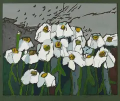 Klaus Fußmann, Margeriten, 1999, Linocut in colours