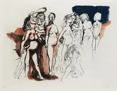Renato Guttuso, Aus: Hommage à Picasso, 1973, Etching and aquatint in colours