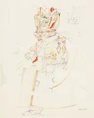 Simon Dittrich, Bischof, 1977, Coloured crayon drawing