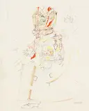 Simon Dittrich, Bischof, 1977, Coloured crayon drawing