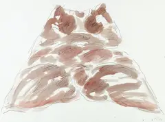 Wilhelm Loth, 2 Bll.: Weibliche Akte, 1986, India ink drawing