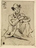 Paul Cézanne, Portrait du peintre A. Guillaumin au pendu, 1873, Etching