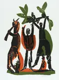 Festliche Wiese by HAP Grieshaber, 1968, Woodcut in colours, sold Dec 2006