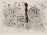 Roberto Sebastian Echaurren Matta, Aus: Hommage à Picasso, 1973, Etching and aquatint in colours