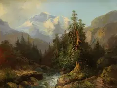 F. Halauska, Wildspitze, 1873, Oil on cardboard