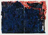 Dran dran weil ir tag habt by HAP Grieshaber, 1974, Woodcut in colours, sold Dec 2006