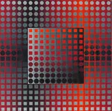 Ohne Titel by Victor Vasarely, Farbserigrafie auf Karton, sold Dec 2006