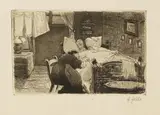 Heinrich Zille, Die Entbindung, 1898, Etching