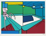 Valerio Adami, 2 Bll.: Schwimmbad. Sauna, 1971, Silkscreen in colours