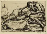 Josef Hegenbarth, Der Kuss, 1916, Drypoint