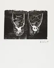 Albert Oehlen, Spinnennetze, 1982, Woodcut