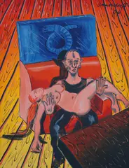 Selbst mit Muse by Jörg Immendorff, 1994, Oil on canvas, sold Dec 2006