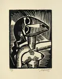 Erhobener Kopf by Karl Schmidt-Rottluff, 1917, Woodcut, sold Dec 2006